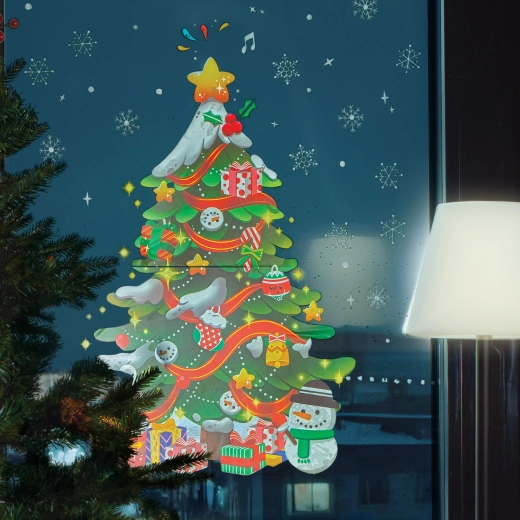 Adesivo natalizio per finestra a forma di albero di Natale 62 × 70 cm