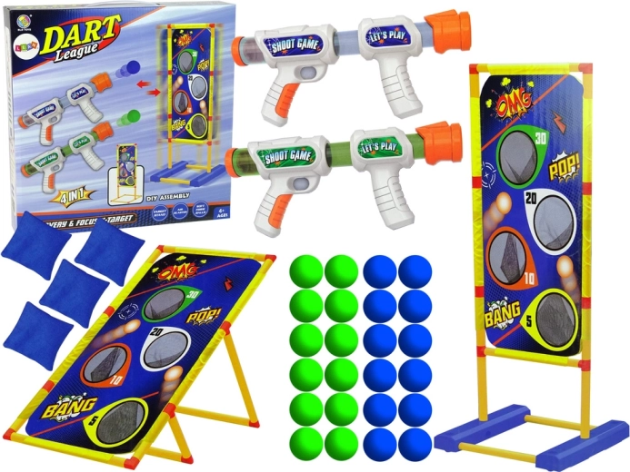 Gioco di abilità 4 in 1 – lancio ai bersagli con sacchetti e pistola a palline in schiuma