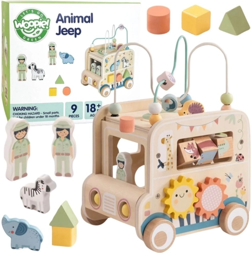 Cubo attività in legno Woopie Green safari fuoristrada FSC