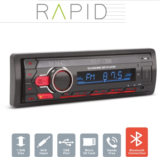 Autoradio Rapid 1 DIN con Bluetooth e MP3
