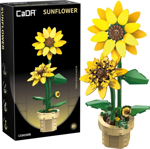 Set di costruzione CaDA girasoli in vaso 27 cm, 187 pezzi