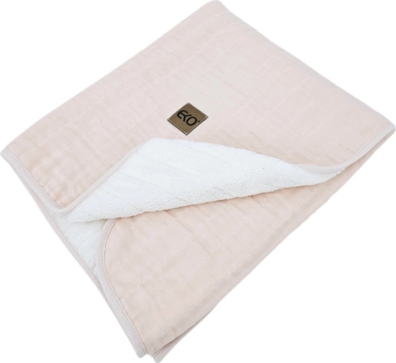 Coperta in mussola EKO con pelliccia, rosa 75 × 90 cm