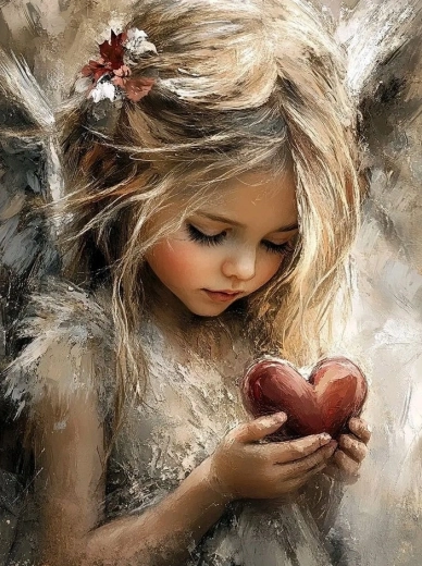 Dipingere con i numeri – ragazza con cuore 40 × 50 cm