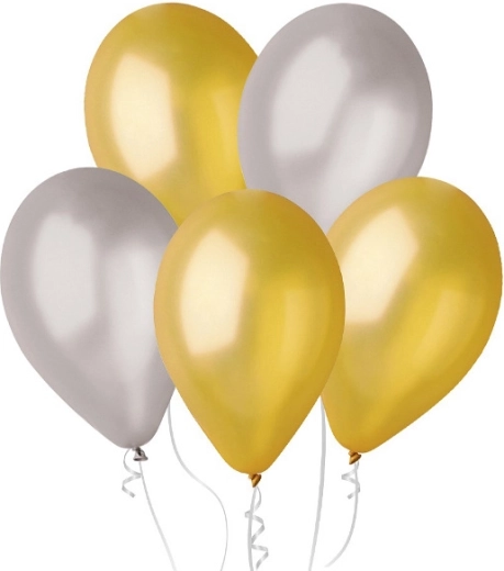 palloncini metallici oro e argento 25 cm