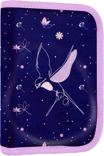 Astuccio scolastico con 2 alette Flowers, vuoto