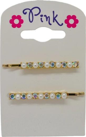 Set di 2 mollette per capelli con perle e strass