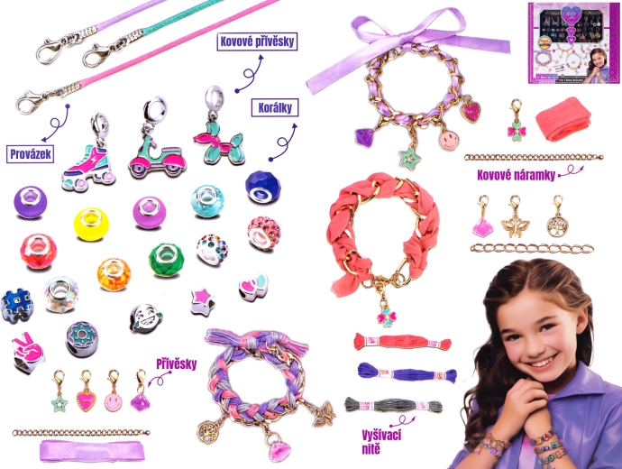 Set per creare braccialetti con ciondoli in metallo per bambini