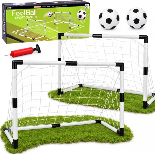 Set da calcio per bambini con 2 porte 95 × 70 cm, 2 palloni e pompetta