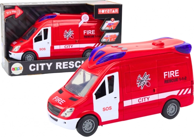 Camion dei pompieri con luci e suoni con porte apribili, rosso