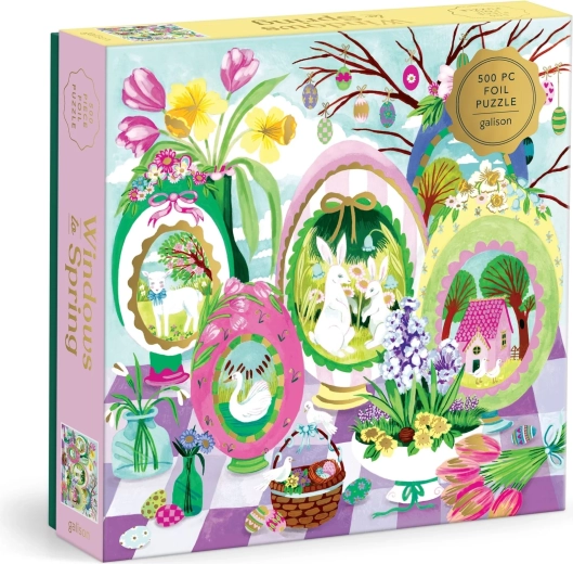 Puzzle quadrato metallizzato Galison "Finestre di primavera" da 500 pezzi