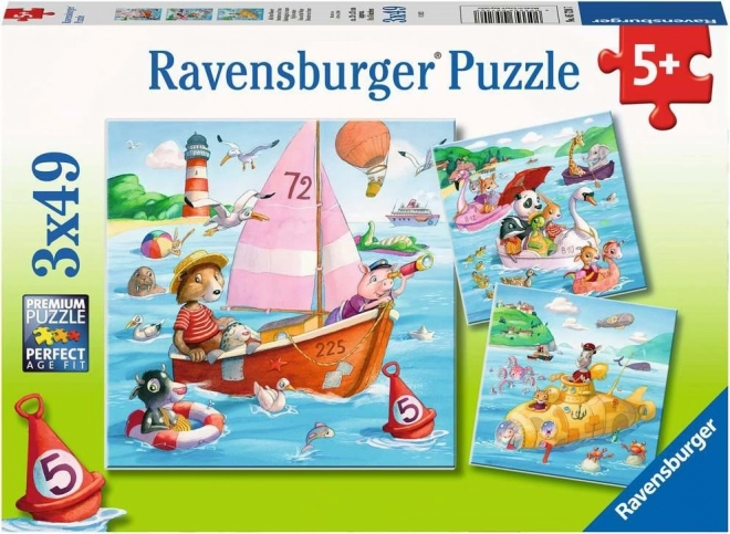 Puzzle Ravensburger Animali e Imbarcazioni 3x49 pezzi
