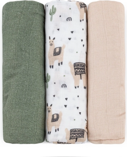 Petite&Mars set di pannolini in mussola di bambù Moussy llama vibes 68 × 68 cm (3 pz)