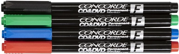 Pennarelli permanenti CONCORDE per CD e DVD – set da 4 pezzi
