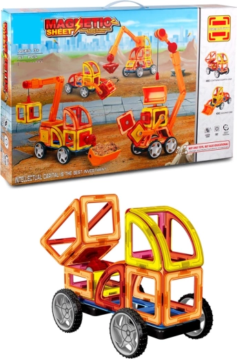 Set di costruzioni magnetiche con macchine edili, 87 pezzi