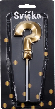 Candela a forma di punto interrogativo dorata per feste