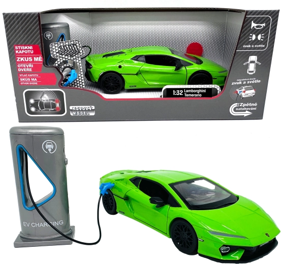 Modello in metallo Lamborghini Temerario in scala 1:32 con luci e suoni