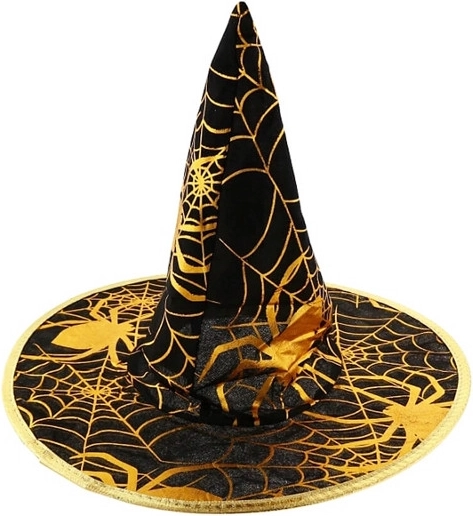 Cappello da strega con ragnatela dorata