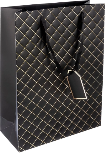 Borsa regalo in carta quilt nera 31 × 12 × 42 cm