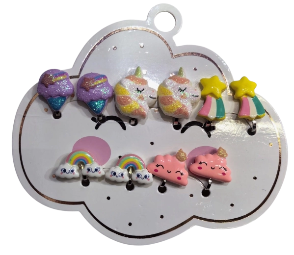 Pink set di orecchini per bambini con nuvolette e dolcetti – 5 paia