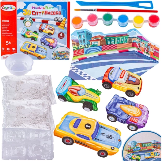 Color Day set creativo per colare e dipingere auto da corsa 3D City Racers