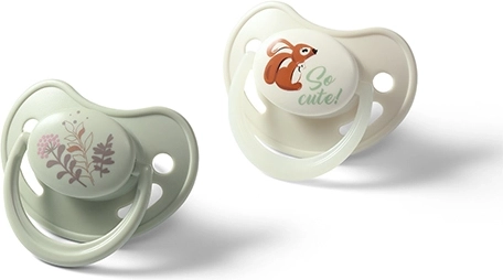 BabyOno succhietti anatomici in silicone 6–18 mesi, 2 pz (giorno + luminoso)