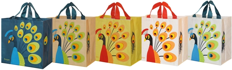 Borsa della spesa Pavone 35 × 35 × 20 cm, polipropilene laminato, assortimento di colori