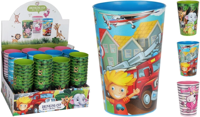 Bicchiere di plastica per bambini 0,34 l – mix di decorazioni
