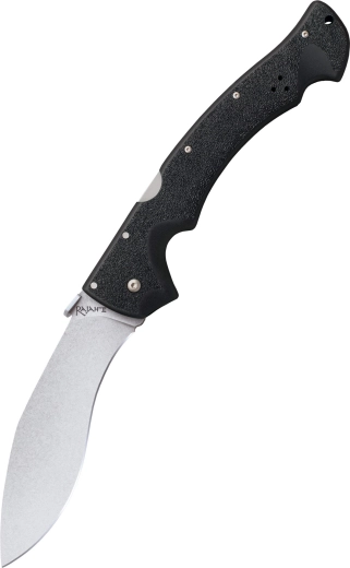 Cold Steel Rajah II coltello tascabile, lama stonewash, manico nero Griv-Ex