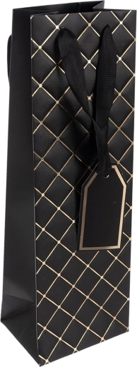 Sacchetto regalo in carta quilt per vino nero 12 × 9 × 36 cm