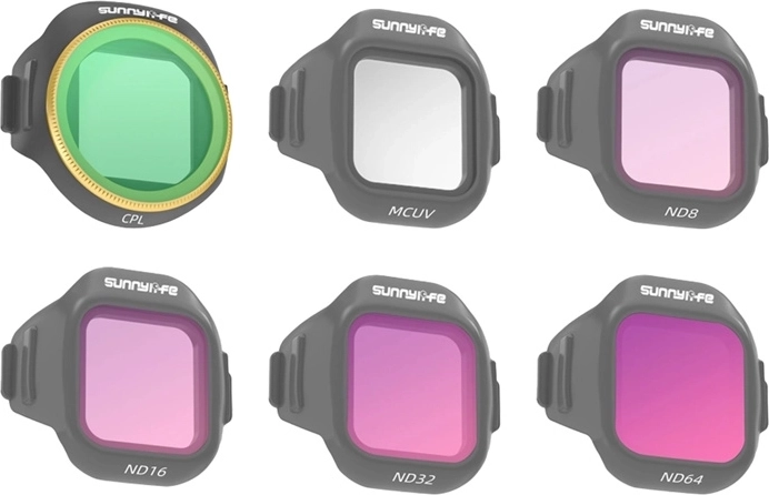 Set di 6 filtri Sunnylife MCUV, CPL, ND8, ND16, ND32 e ND64 per DJI Mini 5 Pro