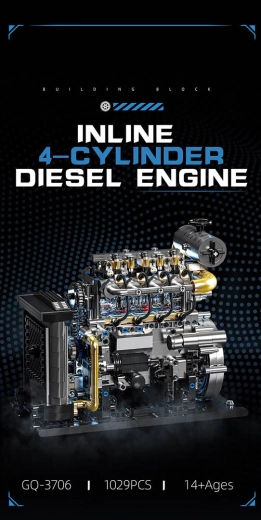 Kit di costruzione di un motore diesel a quattro cilindri da 1029 pezzi