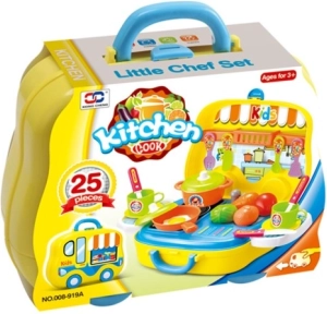 Set da cucina per bambini a forma di macchinina in valigia