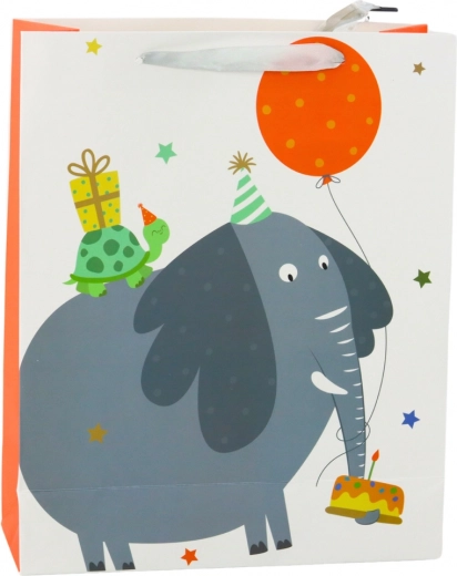 Sacchetto regalo in carta per bambini con elefante 32 × 26 × 12 cm