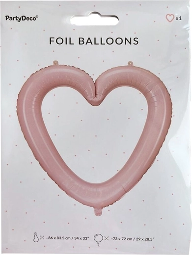 Palloncino in foil rosa a cuore – cornice fotografica 86 × 83 cm