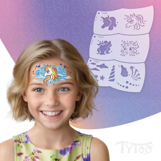 TyToo Mosaic stencil per face painting unicorno e stella – 3 pezzi