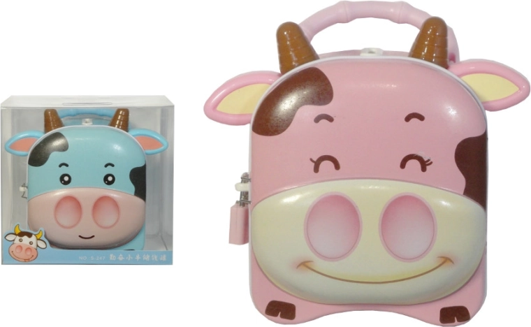 Salvadanaio con lucchetto e manico – mucca