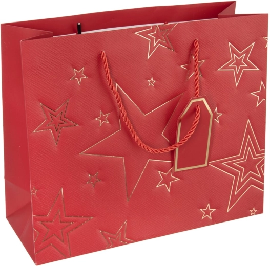 Borsa regalo in carta con motivo a stella rossa 31 × 12 × 26 cm