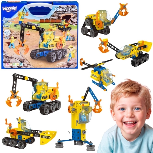 Woopie set di costruzione veicoli della polizia 6 in 1 STEAM