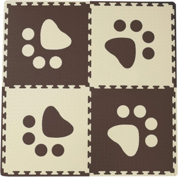 Tappeto baby in schiuma con bordi marroni e beige