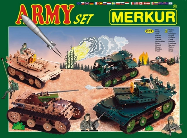 Set di costruzioni Merkur Army 674 pezzi, scatola a due livelli 36 × 27 × 5,5 cm