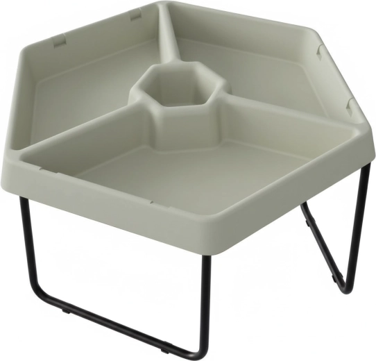 Masterkidz tavolo esagonale per sabbia e acqua con 3 scomparti, altezza regolabile