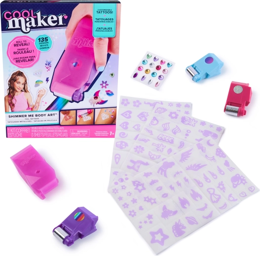 Set di tatuaggi temporanei Cool Maker Shimmer Me Tattoos con 135 motivi
