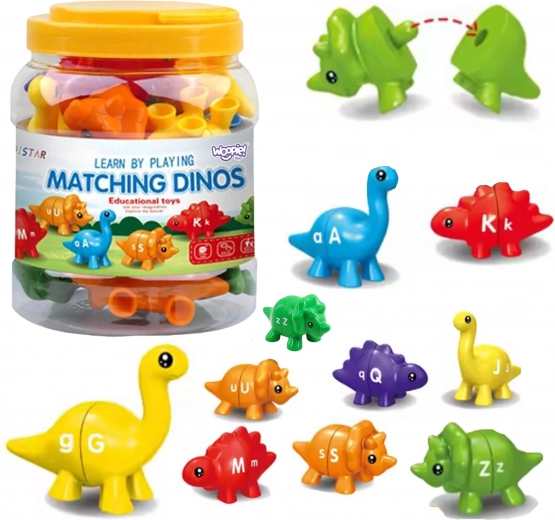WOOPIE set di figurine Montessori dinosauri da impilare con apprendimento di colori e lettere Dopasuj Literki 13 pezzi