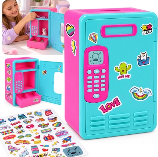 Cassettina interattiva per bambini – salvadanaio/sejf con codice, musica e gioco matematico - 1 pezzo