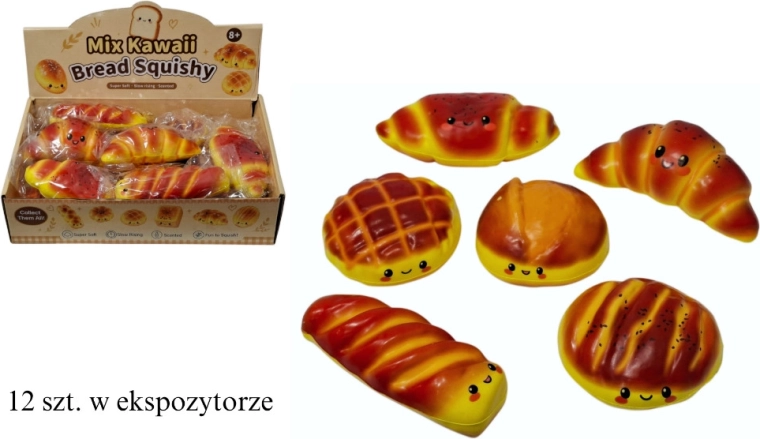 Kawaii squishy antistress – cornetto/panino mix - 1 pezzo