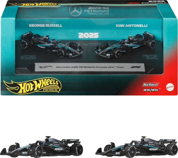 Hot Wheels Premium Formula 1 Mercedes-AMG Petronas Kimi Antonelli e George Russell - 2 pezzi