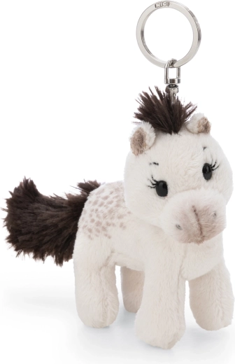 Nici portachiavi Pony Mony bianco 10 cm – portachiavi in peluche sostenibile