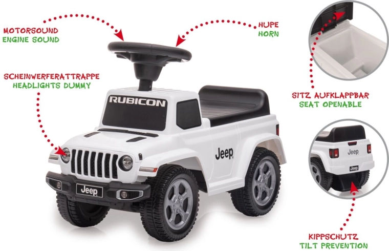 Cavalcabile per bambini Jeep Gladiator bianco