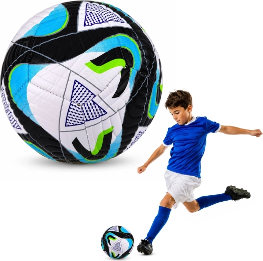 Pallone da calcio da allenamento misura 5 (22 cm) nero-blu-verde