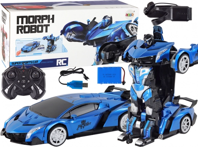 Auto robotico trasformabile R/C 1:10 Controllo gesti Blu